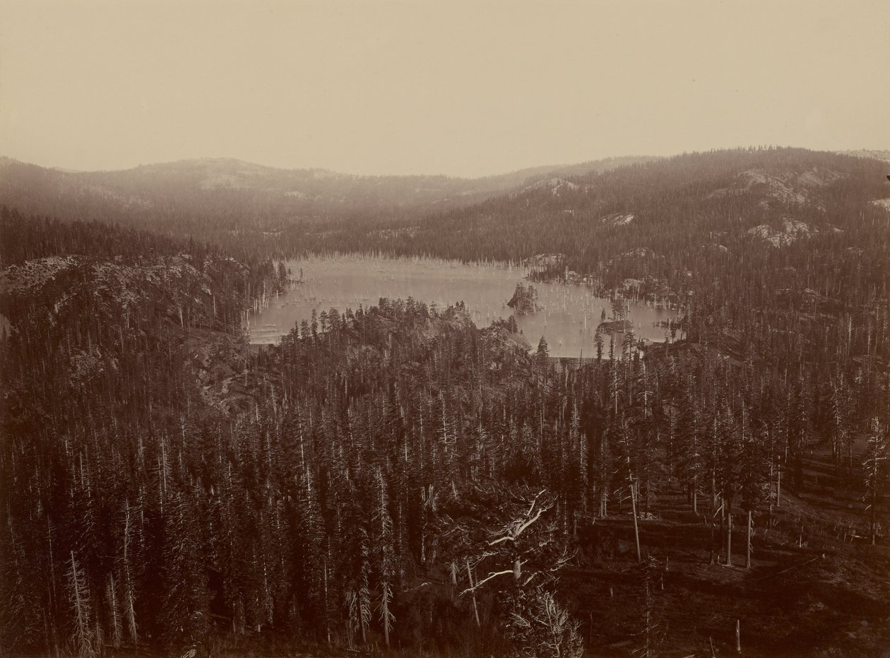 Patot ja järvi, Nevadan lääni, etäinen näkymä tekijältä Carleton Watkins