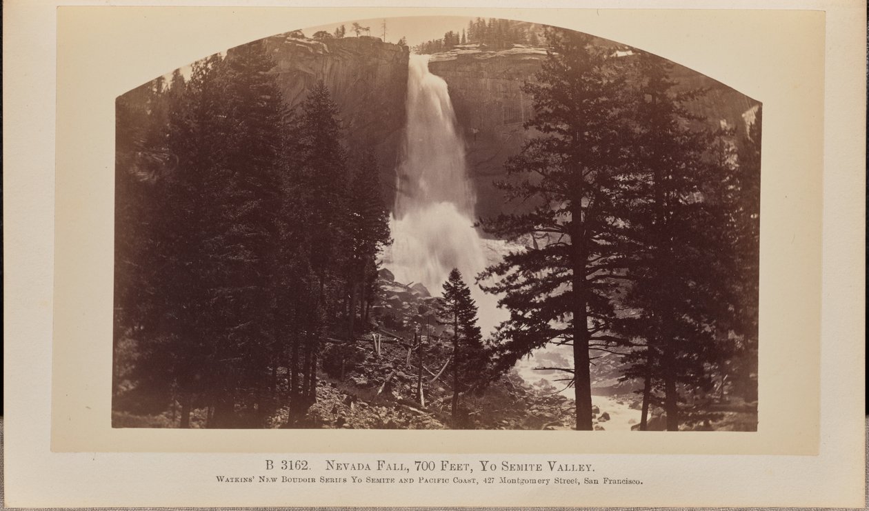 Nevada Fall, 700 jalkaa, Yosemiten laakso tekijältä Carleton Watkins