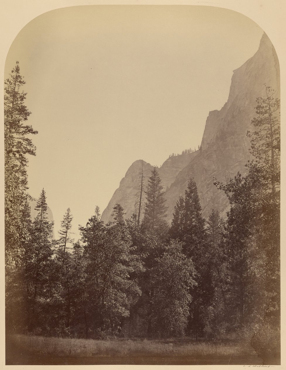 Half Domen ääriviivanäkymä - 4967 ft., Yosemite tekijältä Carleton Watkins