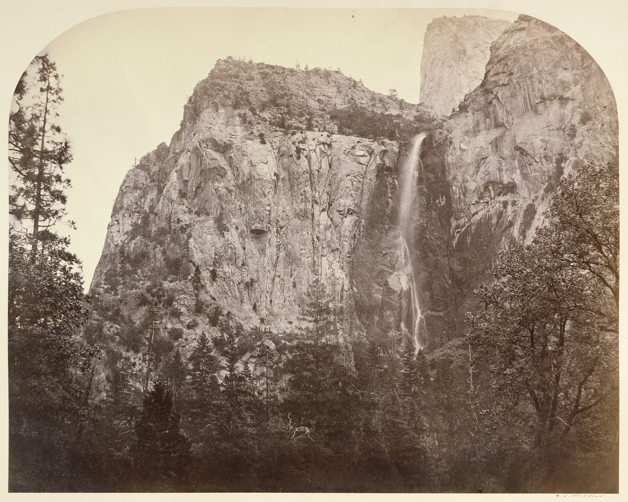 Pohono - Bridal Veil - 900 jalkaa. Yosemite tekijältä Carleton Watkins