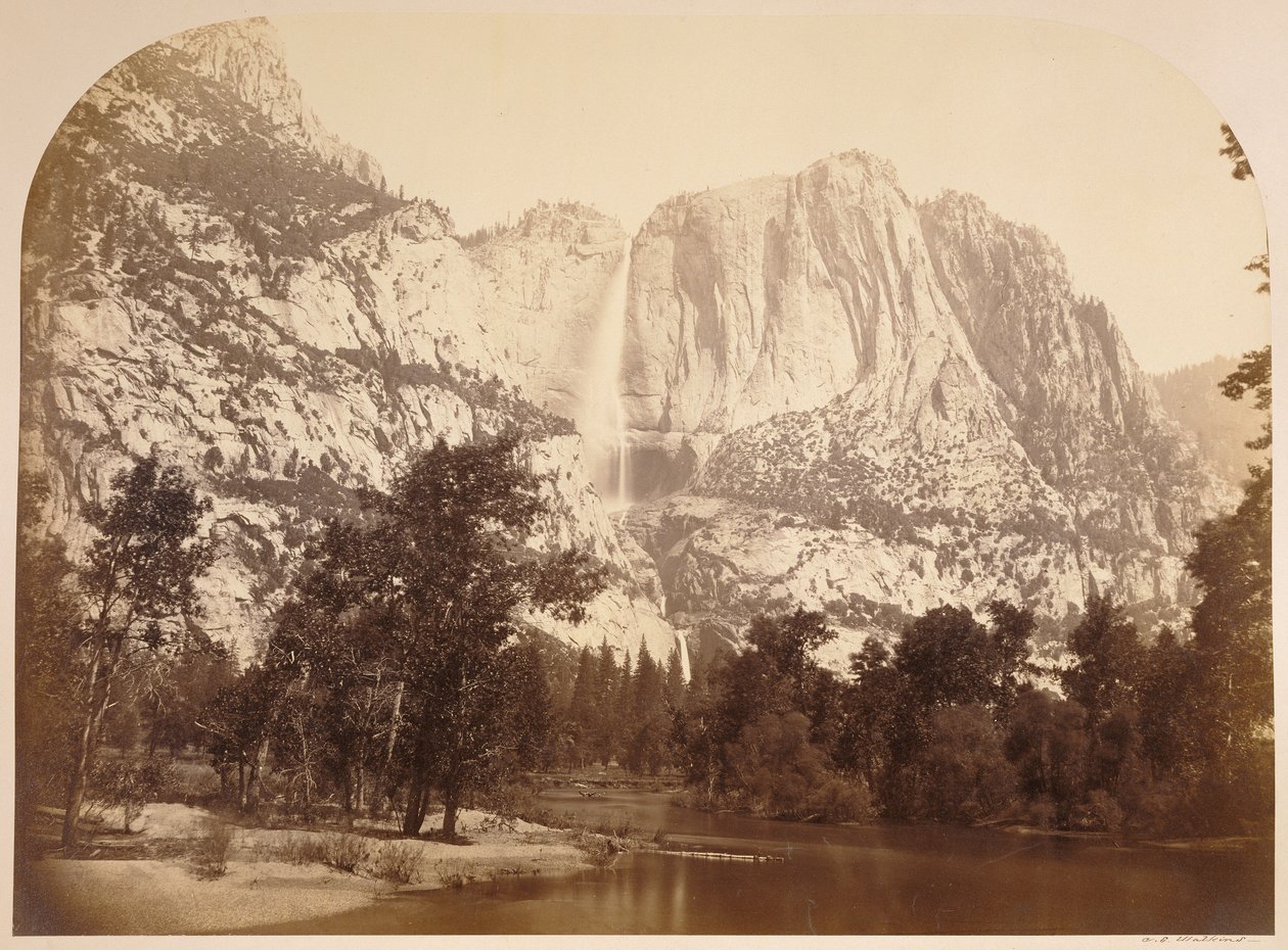 Jokimaisema, Yosemiten putoukset. 2477 jalkaa. tekijältä Carleton Watkins