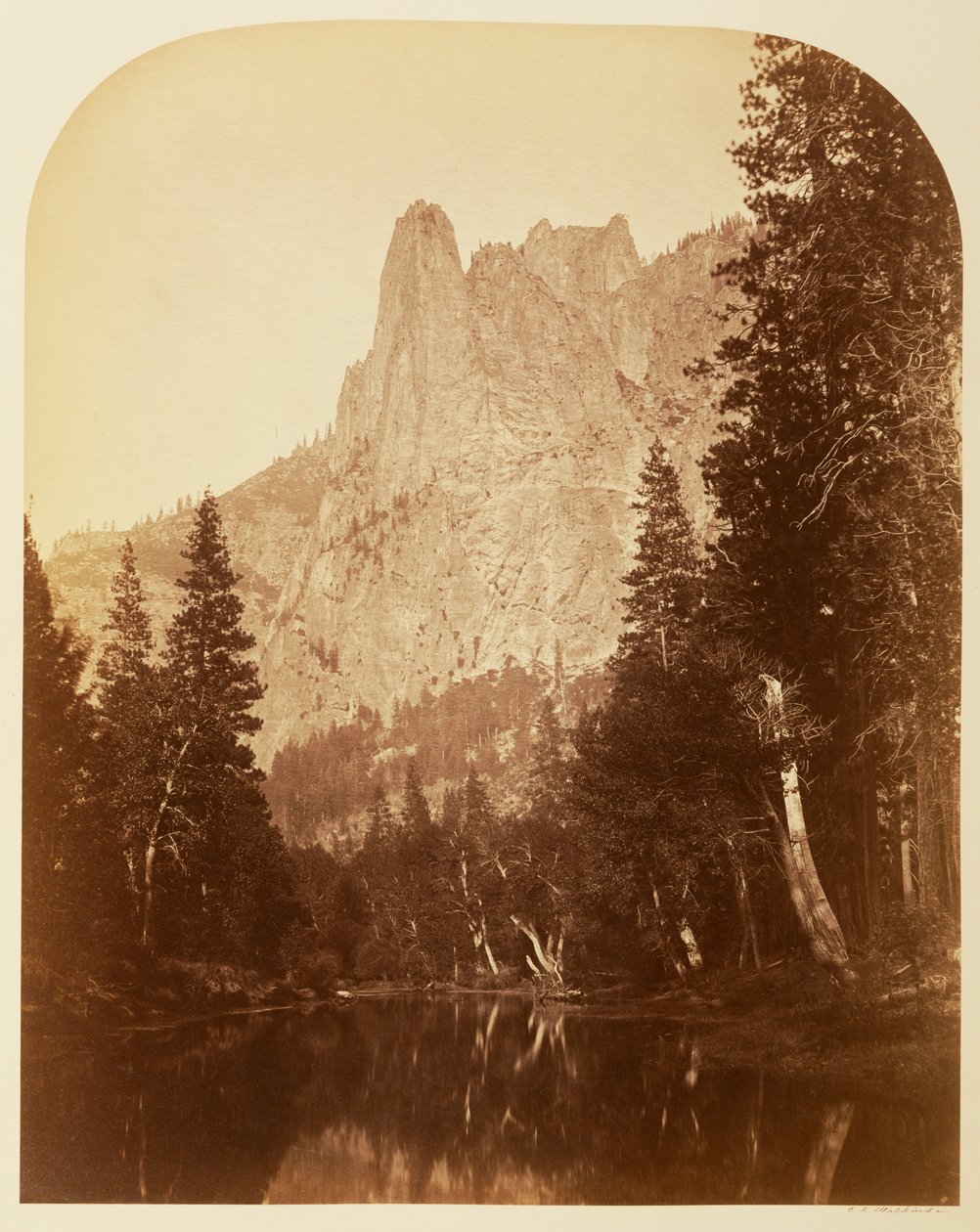 Sentinel (näkymä laaksoon) 3270 jalkaa. Yo Semite tekijältä Carleton Watkins