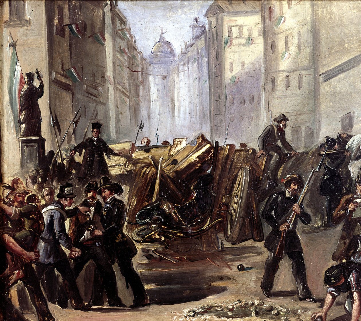 Katustaisto ja barrikadi Roomassa Risorgimenton aikaan, 1870 tekijältä Carlo Ademollo