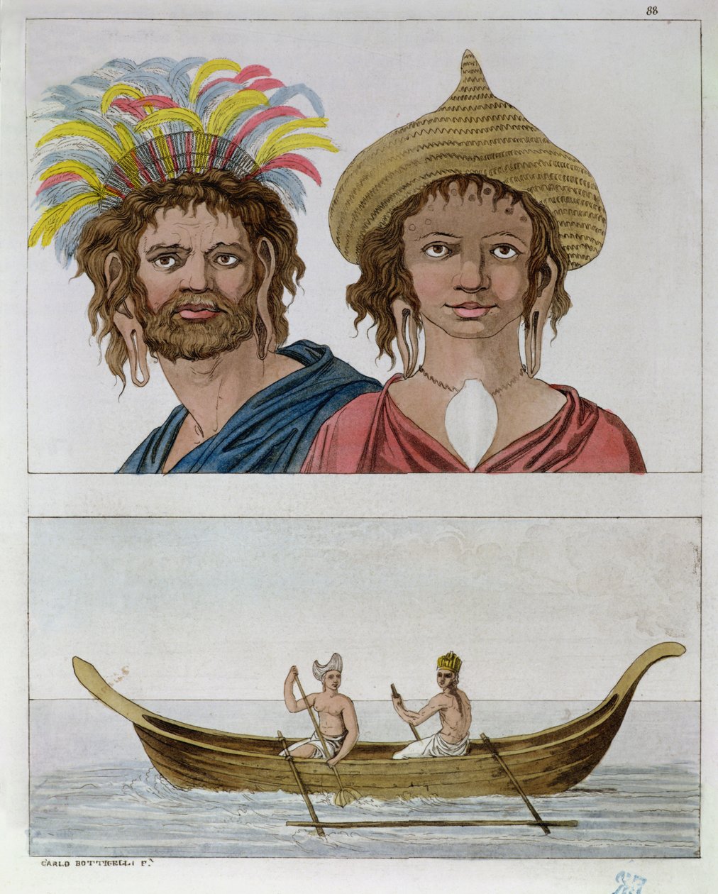 Pääsiäissaaren asukkaat Jules Ferrarion teoksesta "Ancient and Modern Costume", n. 1820 tekijältä Carlo Botticelli