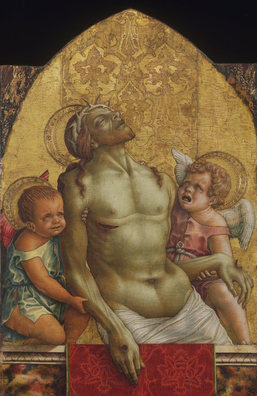 Kuollut Kristus kahden enkelin tukemana tekijältä Carlo Crivelli