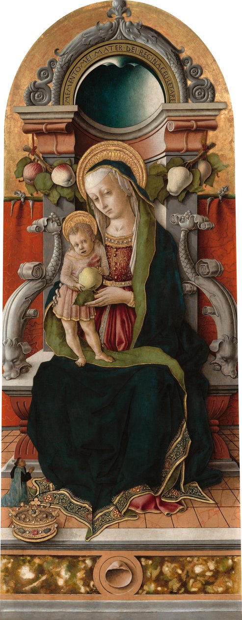 Madonna ja lapsi valtaistuimella luovuttajan kanssa tekijältä Carlo Crivelli