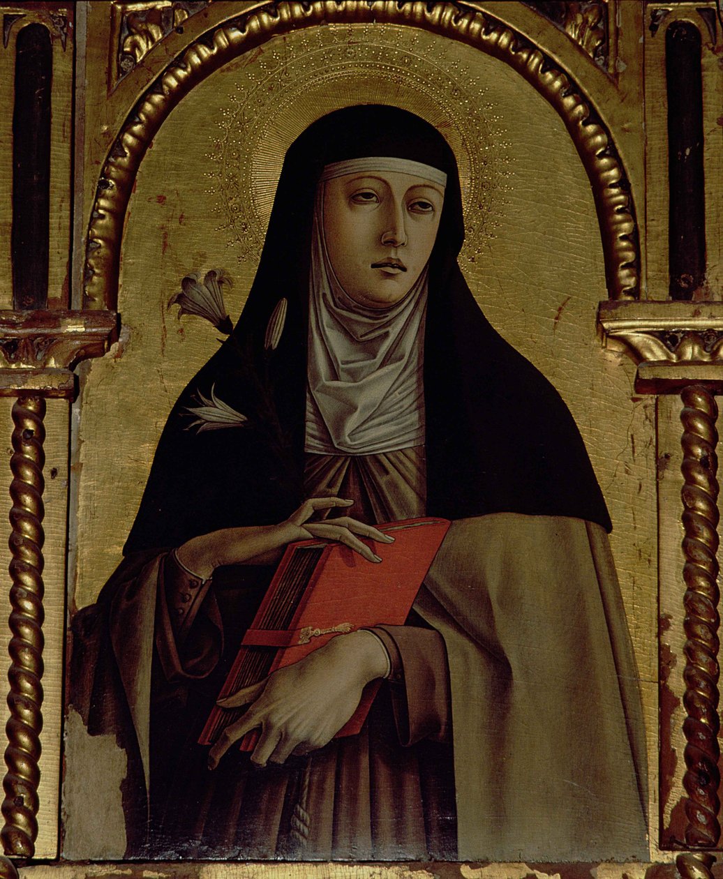 St. Clare, yksityiskohta Santa Lucian triptyykistä (tempera paneelissa) tekijältä Carlo Crivelli