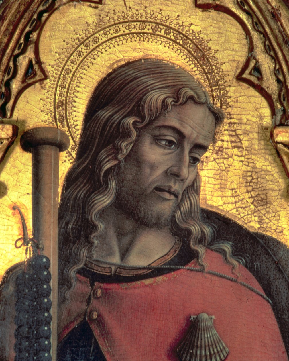 St. James, yksityiskohta San Martinon polyptyykistä (tempera paneelissa) (katso 76671 ja 76669) tekijältä Carlo Crivelli