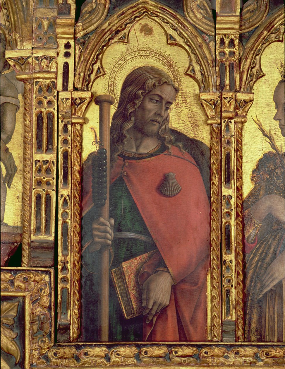 St. James, yksityiskohta San Martinon polyptyykistä (tempera taulussa) (katso 76669) tekijältä Carlo Crivelli