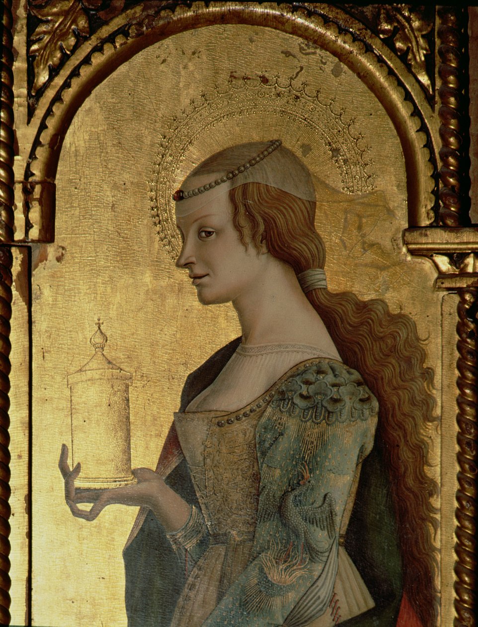 Pyhä Maria Magdaleena, yksityiskohta Santa Lucian triptyykistä (tempera taulussa) (katso 76686) tekijältä Carlo Crivelli
