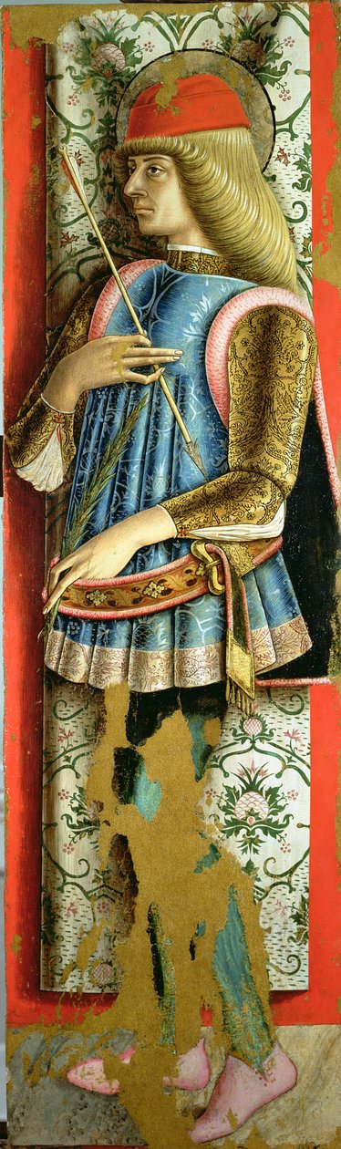 St. Sebastian, Castellanon laakson toisen triptyykin oikea paneeli (tempera paneelissa) tekijältä Carlo Crivelli