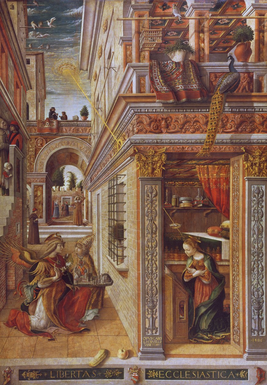 Ilmestys Pyhän Emidiuksen kanssa, 1486 (tempera ja öljy kankaalle) (katso lisätietoja 72635) tekijältä Carlo Crivelli