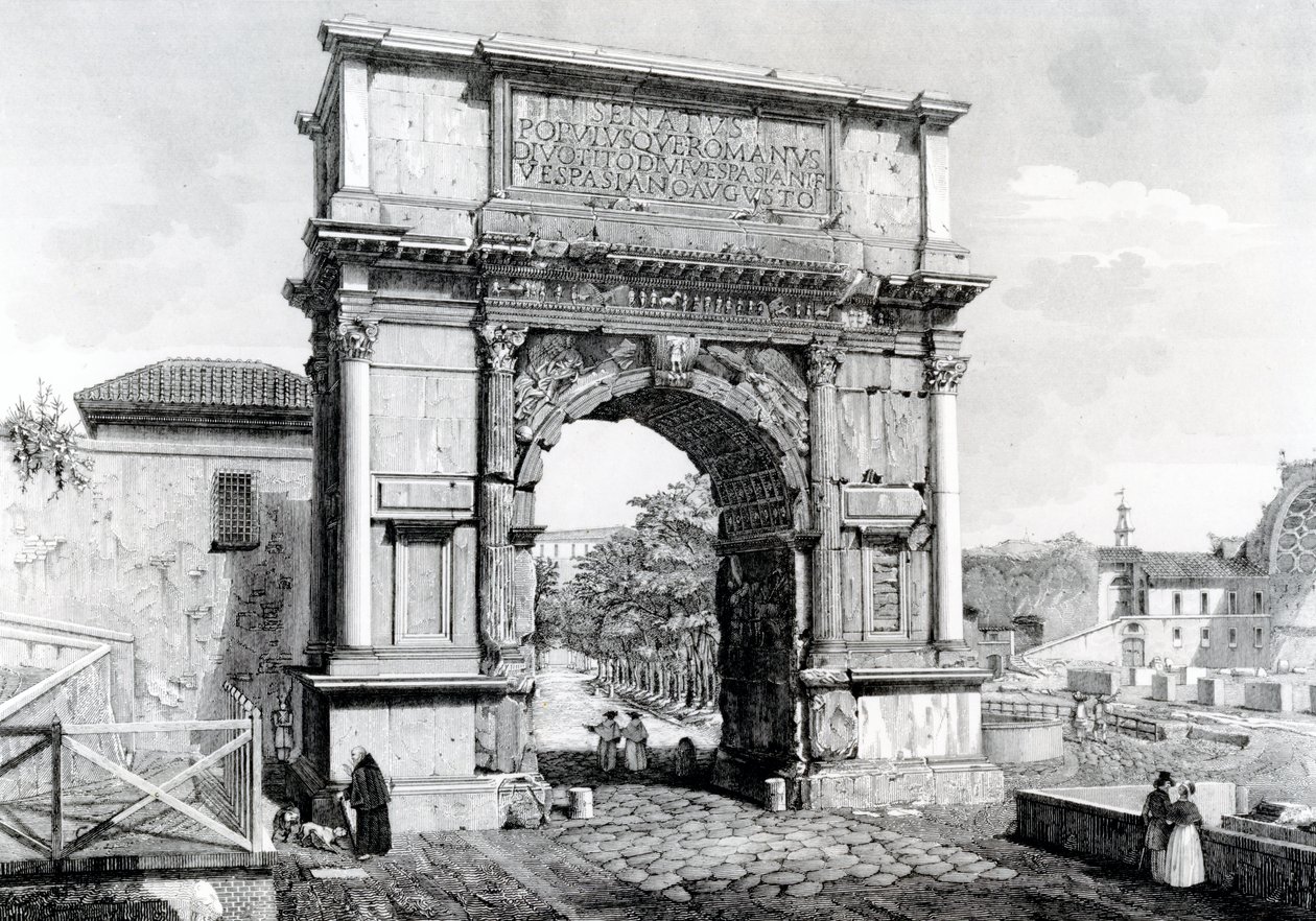 Tituksen kaari, osa sarjaa Näkymät Roomaan, 1845 tekijältä Carlo Piccoli