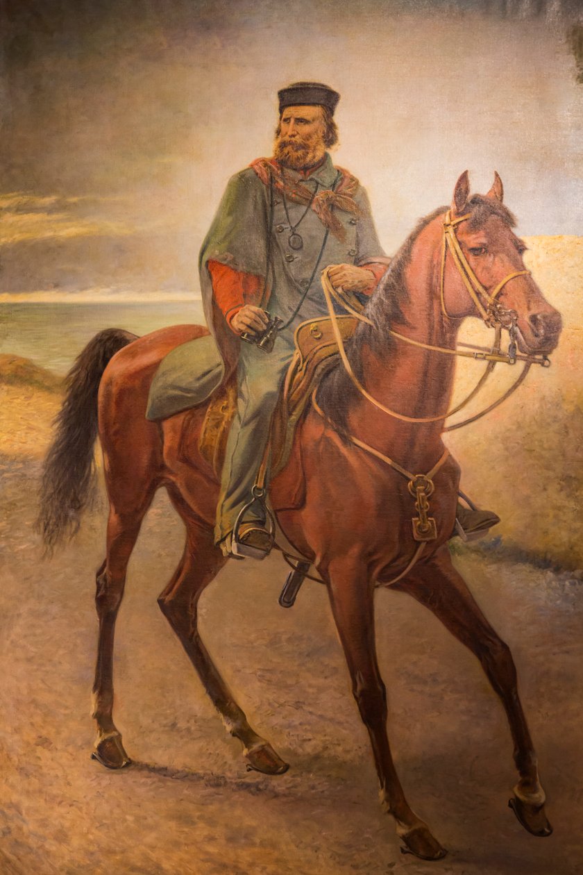 Giuseppe Garibaldi hevosen selässä tekijältä Carlo (after) Ademollo