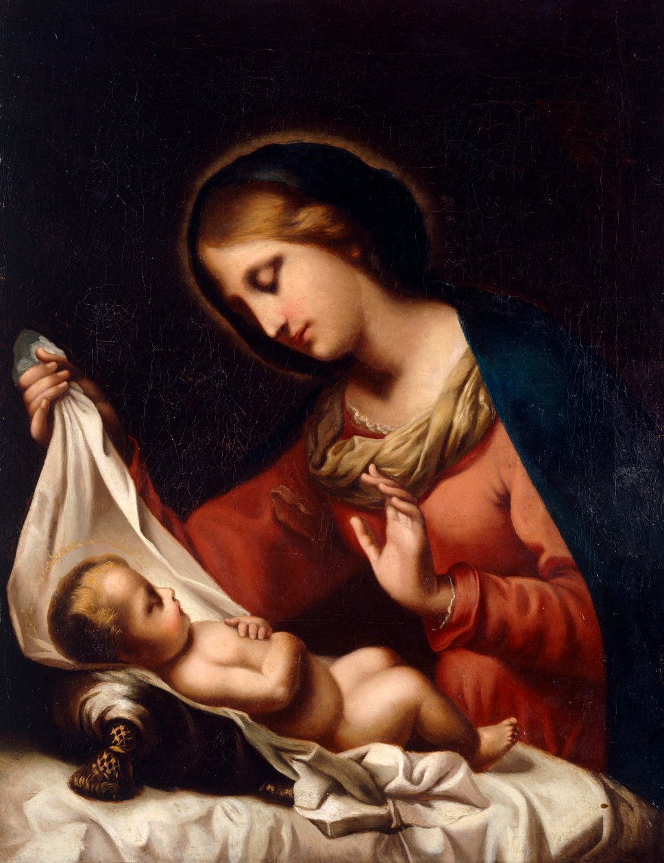 Madonna ja lapsi (öljy kankaalle) tekijältä Carlo (after) Dolci