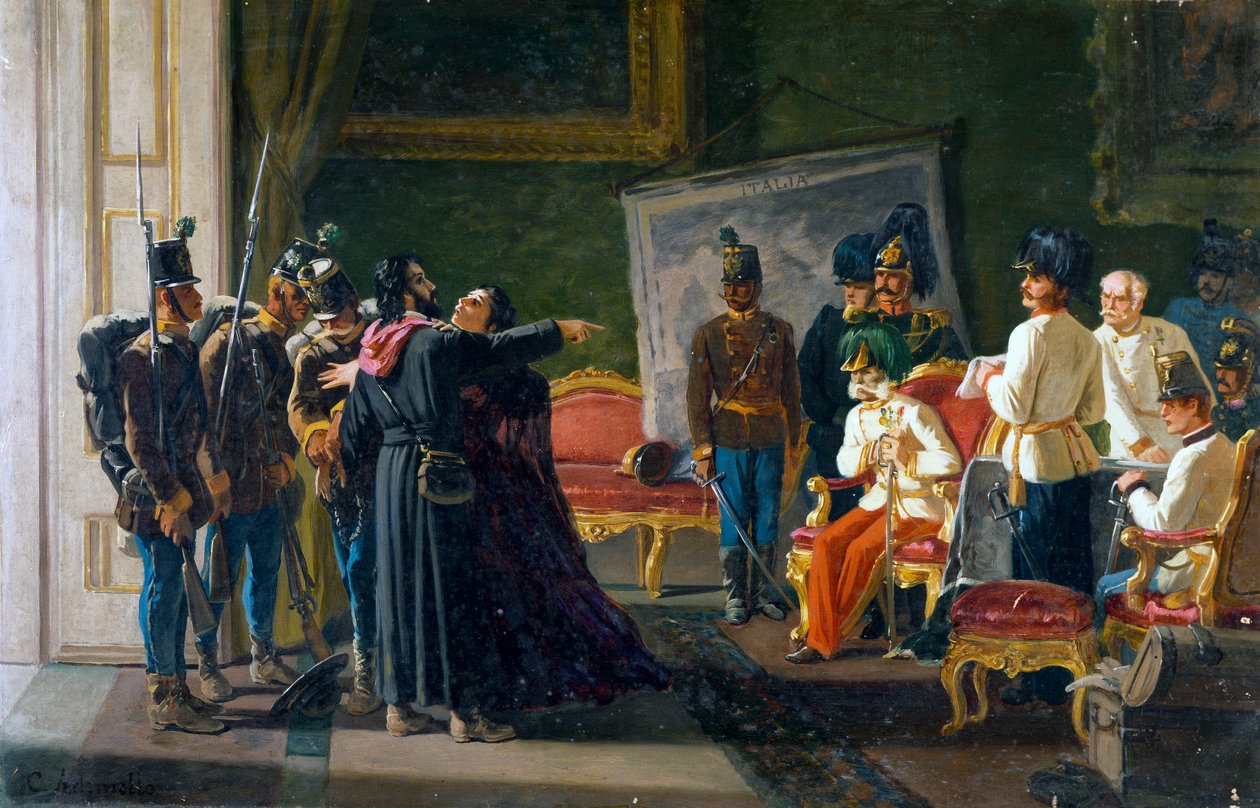 Ugo Bassi ja hänen sisarensa Carlotta Villa Spadassa, noin 1866, öljy kankaalle, kirjoittanut Carlo Ademollo (1825-1911) tekijältä Carlo Ademollo