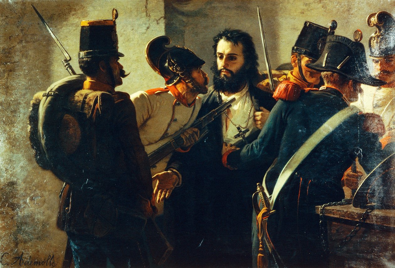 Ugo Bassi Comacchion vankilassa, kirjoittanut Carlo Ademollo (1825-1911) tekijältä Carlo Ademollo