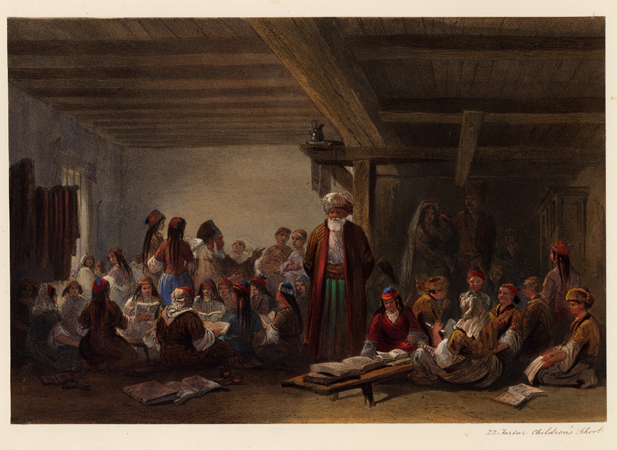 Krimin tataarien lastenkoulu, 1856 tekijältä Carlo Bossoli