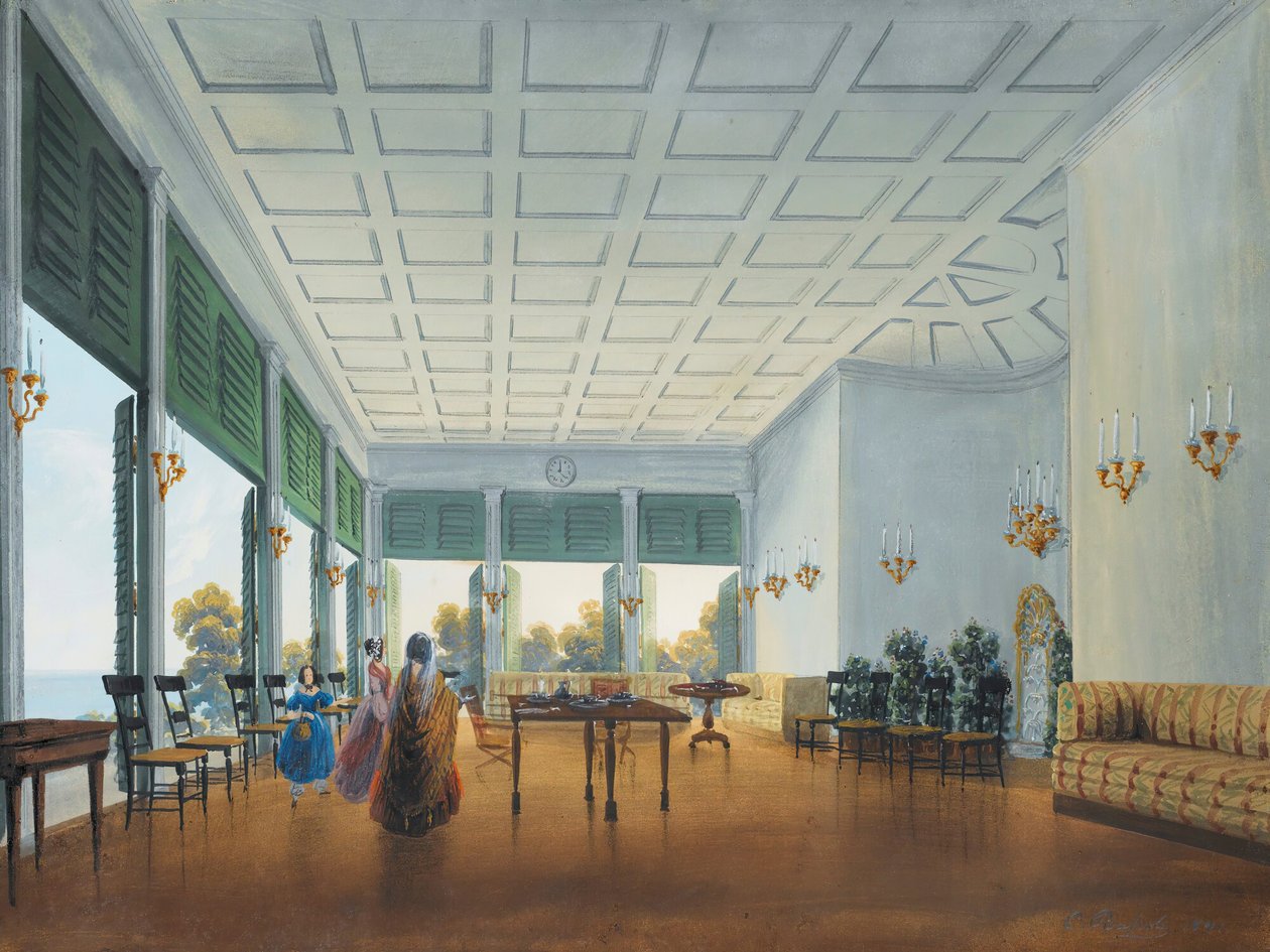 Sisustus Miskhorin Naryshkin-palatsissa, 1841-1842. tekijältä Carlo Bossoli