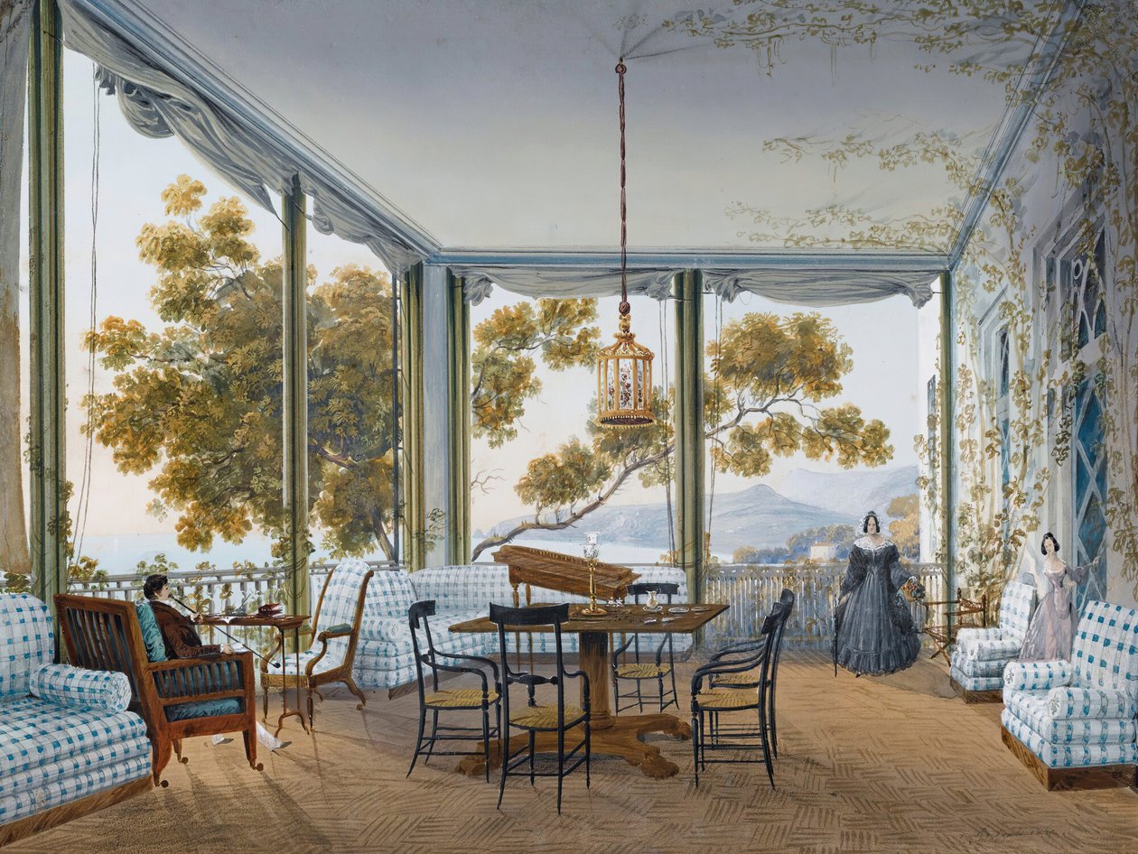 Sisustus Miskhorin Naryshkin-palatsissa, 1841-1842. tekijältä Carlo Bossoli