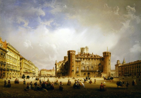 Piazza Castello, Torino, 1852 tekijältä Carlo Bossoli