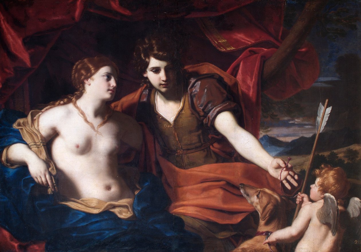 "Venus ja Adonis", c1700-c1710 tekijältä Carlo Cignani