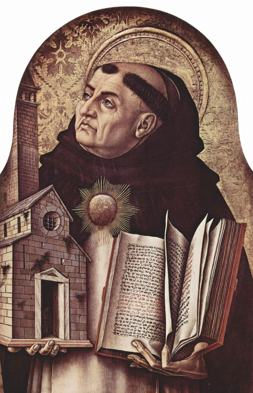 San Domenico in Ascolin alttari, polyptyykki, vasemmanpuoleinen ulompi paneeli: Pyhä Tuomas Akvinolainen. tekijältä Carlo Crivelli