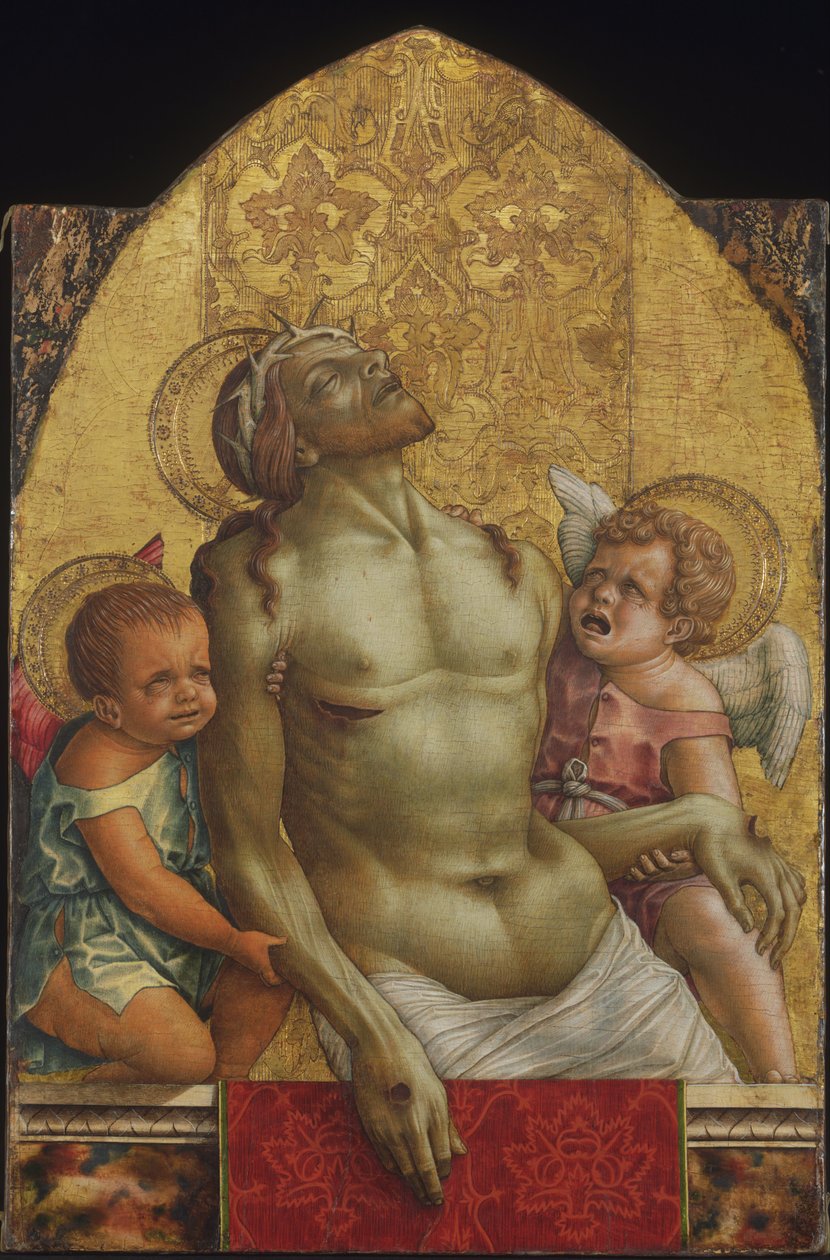 Kuollut Kristus kahden enkelin tukemana tekijältä Carlo Crivelli