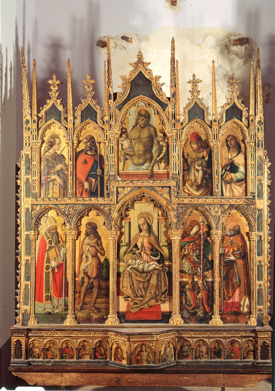 Madonna ja lapsi pyhimysten kanssa, polyptyykki (tempera paneelissa) tekijältä Carlo Crivelli