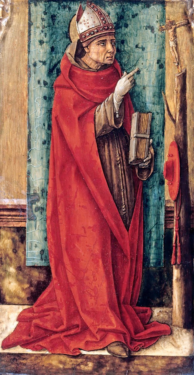 Pyhän Bonaventuren muotokuva (Giovanni da Fidanza tai Bonaventura de Bagnorea tai Bagnoregio, n. 1220-1274), teologi, kirkon tohtori (Docteur seraphique), Carlo Crivelli (n. 1435-n. 1495), n. 1490 - Öljy puulle, 52,8x25,2 - Staatliche Museen tekijältä Carlo Crivelli