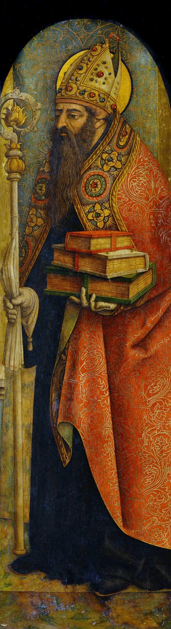 ""Pyhän Augustinuksen Hippo-esitys" (354-430) Carlo Crivellin (noin 1435-1495) maalaus noin 1480 National Museum of Western Art, Tokio Japani tekijältä Carlo Crivelli