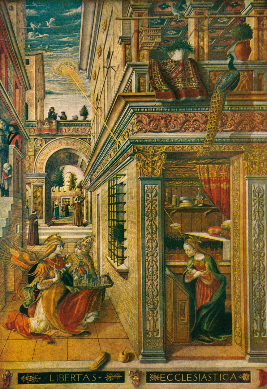 Marian ilmestys, Pyhän Emidiuksen kanssa, 1486, 1911 tekijältä Carlo Crivelli