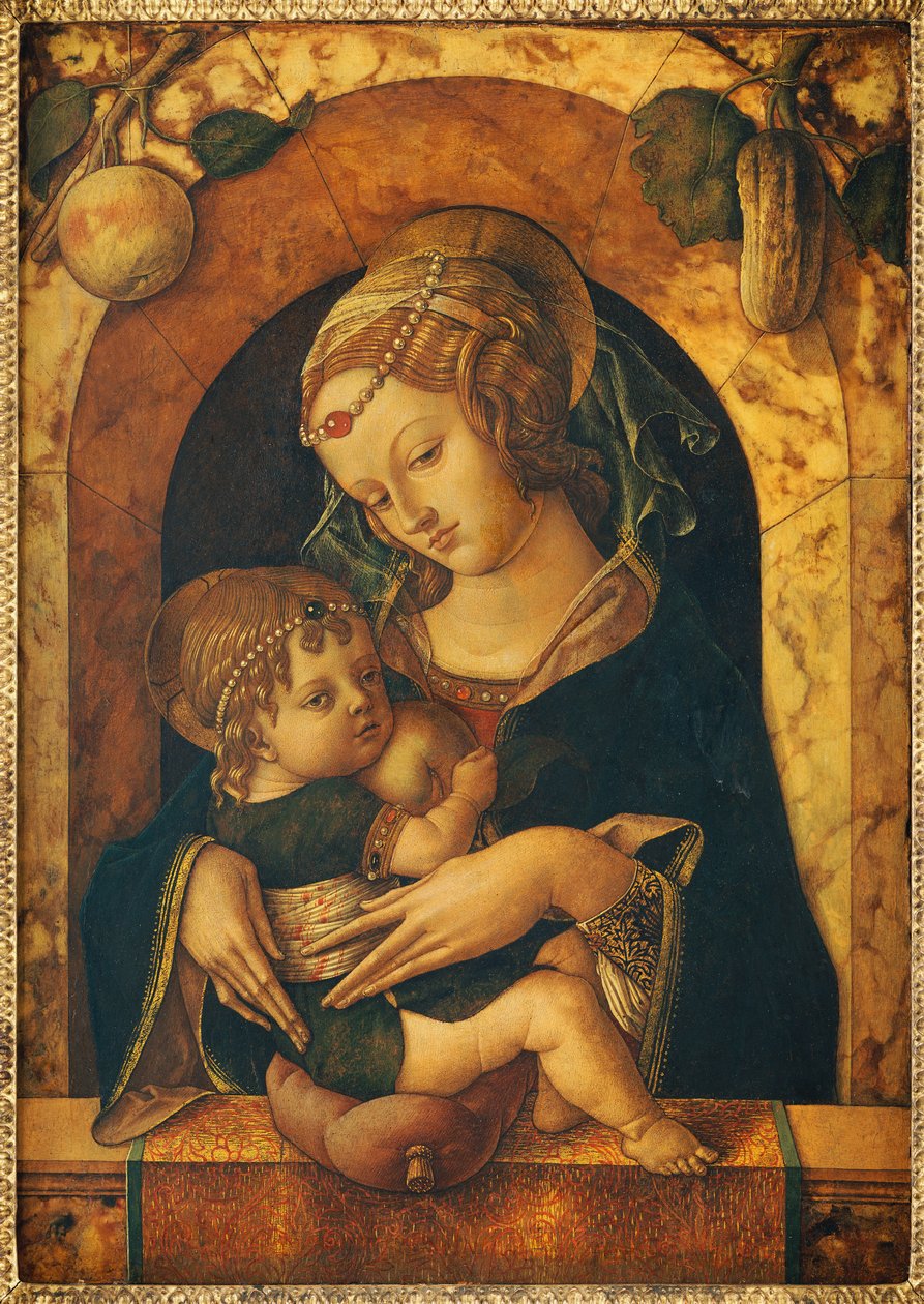 Madonna ja lapsi marmorikaiteella tekijältä Carlo Crivelli