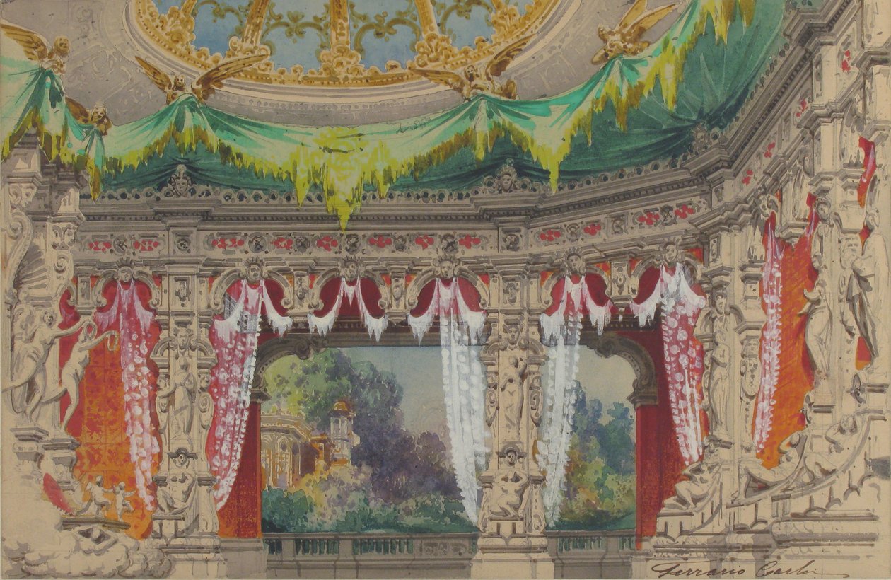 Escenografia per a un ballet: Don Parasol, 1869. finlandès tekijältä Carlo Ferrario