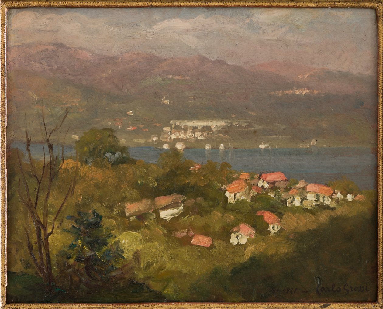 Maisema Lombardiassa, syyskuu 1921 (öljy pahville) tekijältä Carlo Grossi