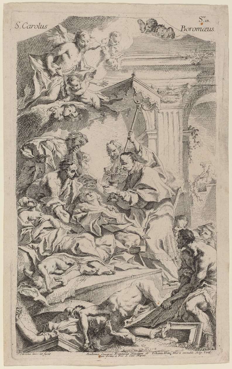 San Carlo Borromeo antamassa viimeisen ehtoollisen ruton uhreille tekijältä Carlo Innocenzo Carlone
