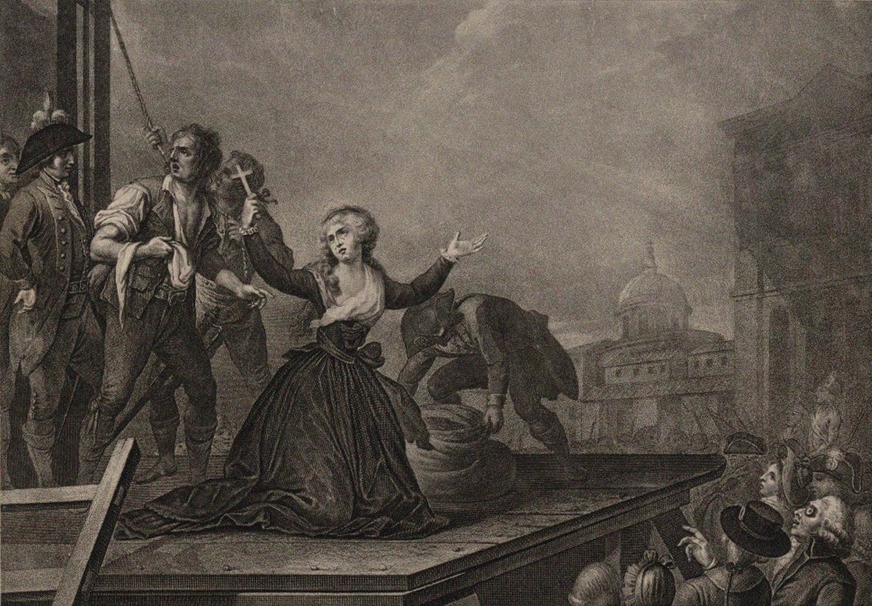 Madame Élisabeth de France, kuninkaan sisar, ennen giljotiinia 10. toukokuuta 1794, n. 1795 tekijältä Carlo Lasinio