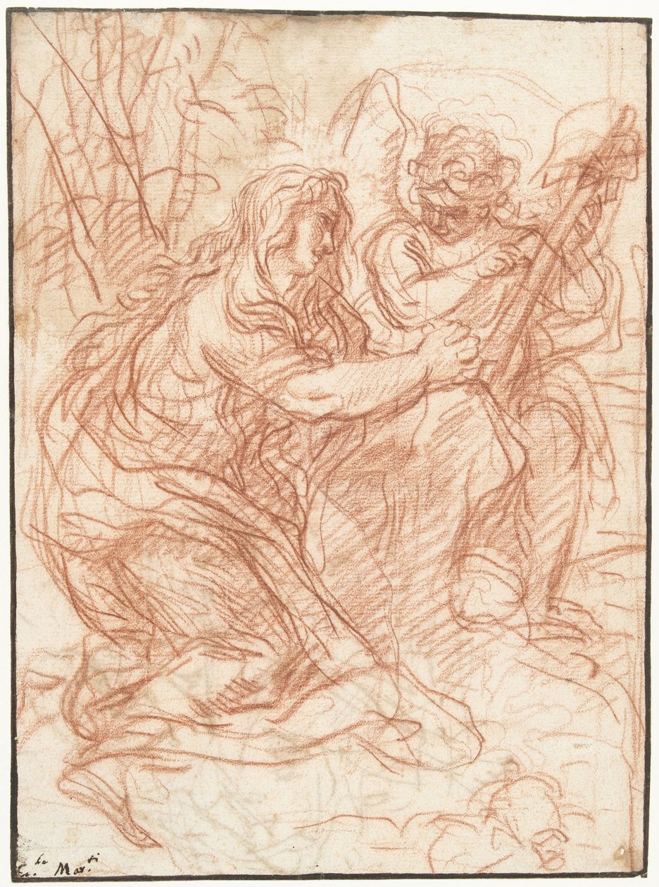 Maria Magdaleena palvoo ristiä tekijältä Carlo Maratta