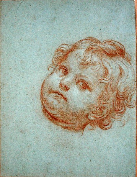 Enkelin pää (liitu paperille) tekijältä Carlo Maratta or Maratti