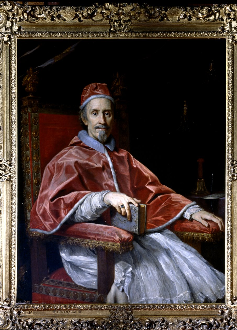 Paavi Klemens IX:n muotokuva, n. 1669 (öljy kankaalle) tekijältä Carlo Maratta or Maratti