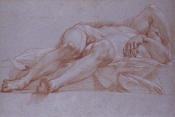 Tutkimus Siseran hahmolle, liitu paperille, n. 1680: alustava piirustus Jaelin ja Siseran mosaiikkia varten Pyhän Pietarin kappeliin, Roomaan. tekijältä Carlo Maratta or Maratti