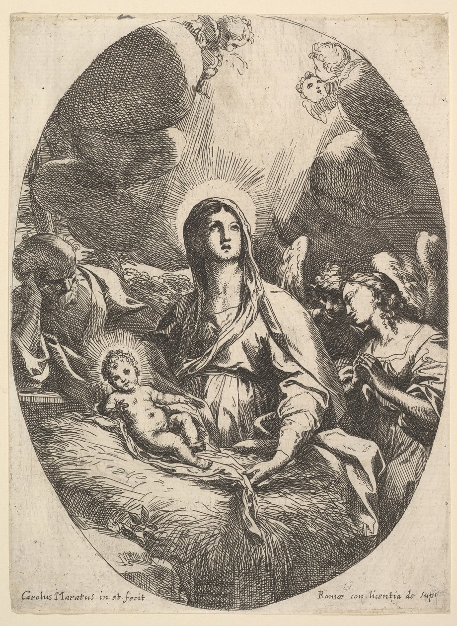 Enkelien palvonta. tekijältä Carlo Maratta or Maratti