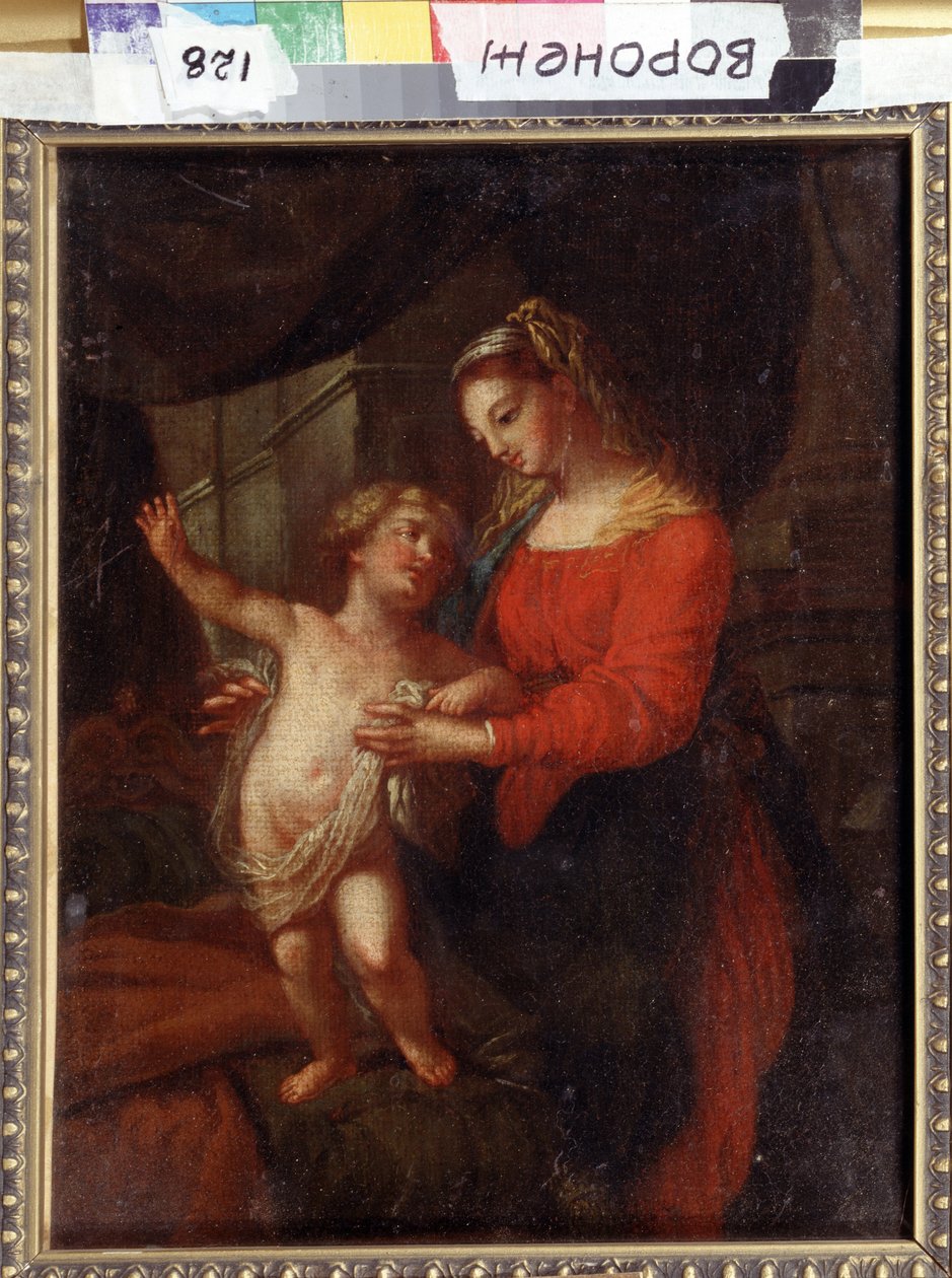 Madonna ja lapsi. Neitsyt ja lapsi. Carlo Marattan (1625-1713) maalaus. Italialaista barokkityylistä taidetta. Öljy kankaalle. Ivan Kramskoy (tai Kramskoi) taidemuseo Voronezhissa (Voronezh), Venäjä. tekijältä Carlo Maratta or Maratti
