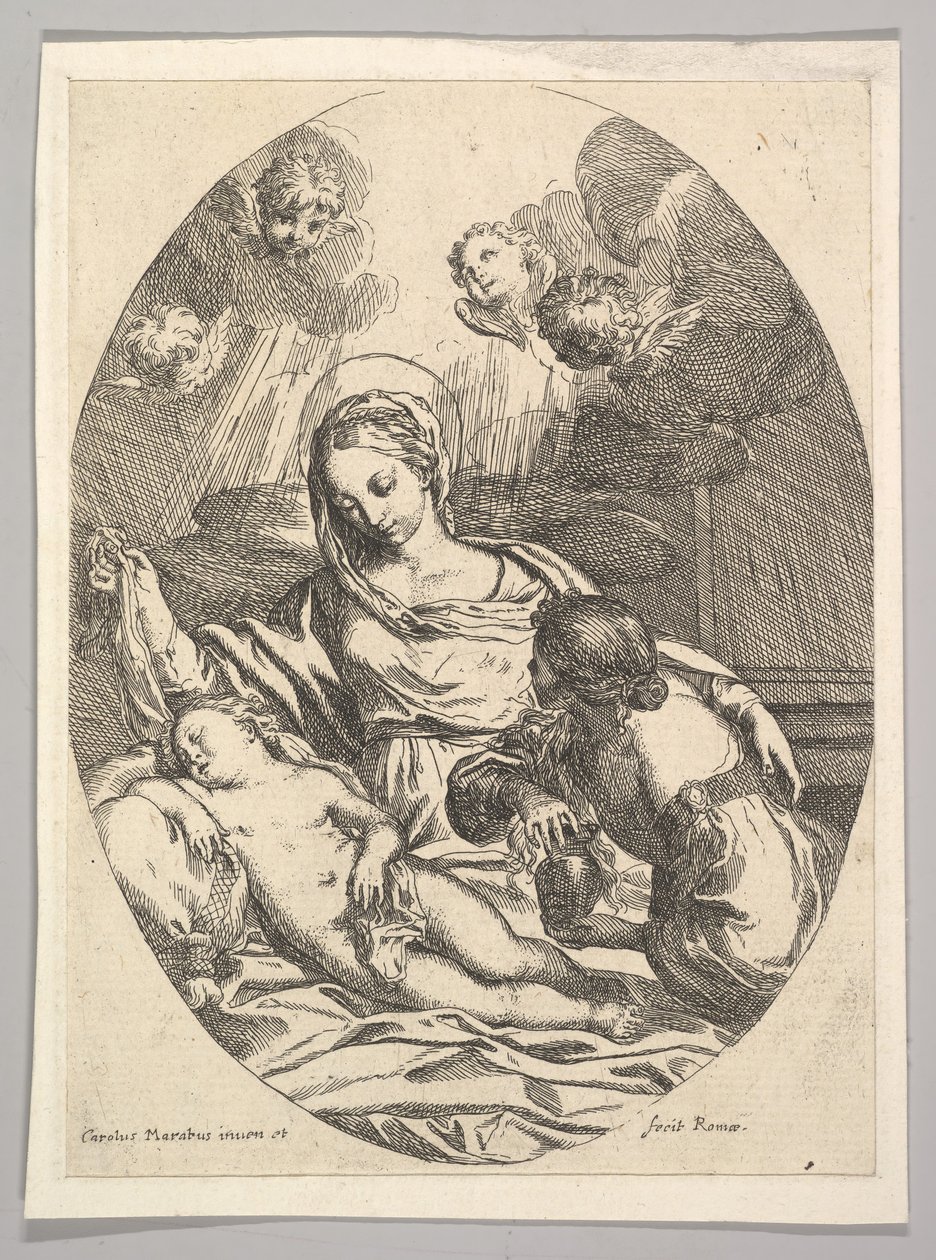 Neitsyt ja lapsi Pyhän Maria Magdalenan kanssa. tekijältä Carlo Maratta or Maratti