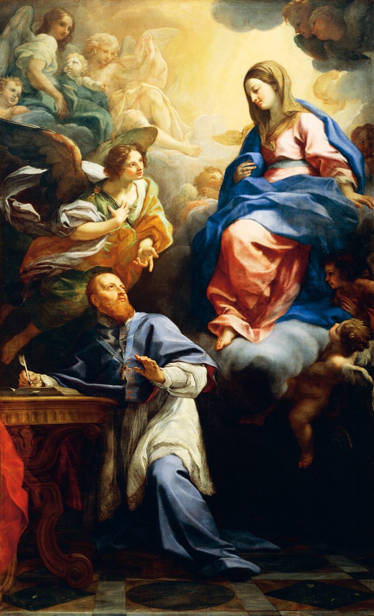 Neitsyt lapsen kanssa ilmestyy St. Francis de Salesille tekijältä Carlo Maratta or Maratti