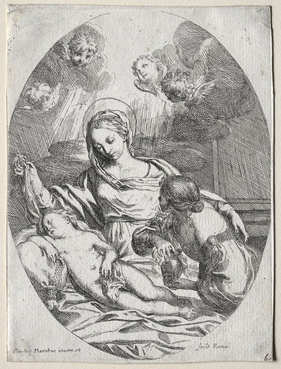 Madonna ja lapsi Magdalenan kanssa. tekijältä Carlo Maratta or Maratti