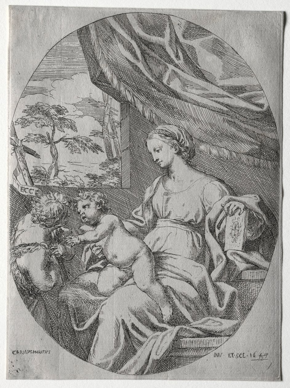 Neitsyt ja lapsi lapsen kanssa St. John, 1647. tekijältä Carlo Maratta or Maratti