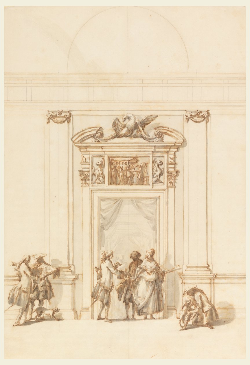 Suunnittelu North Portalille, Grand Gallerylle, Villa Albanille, Rooma, Italia tekijältä Carlo Marchionni