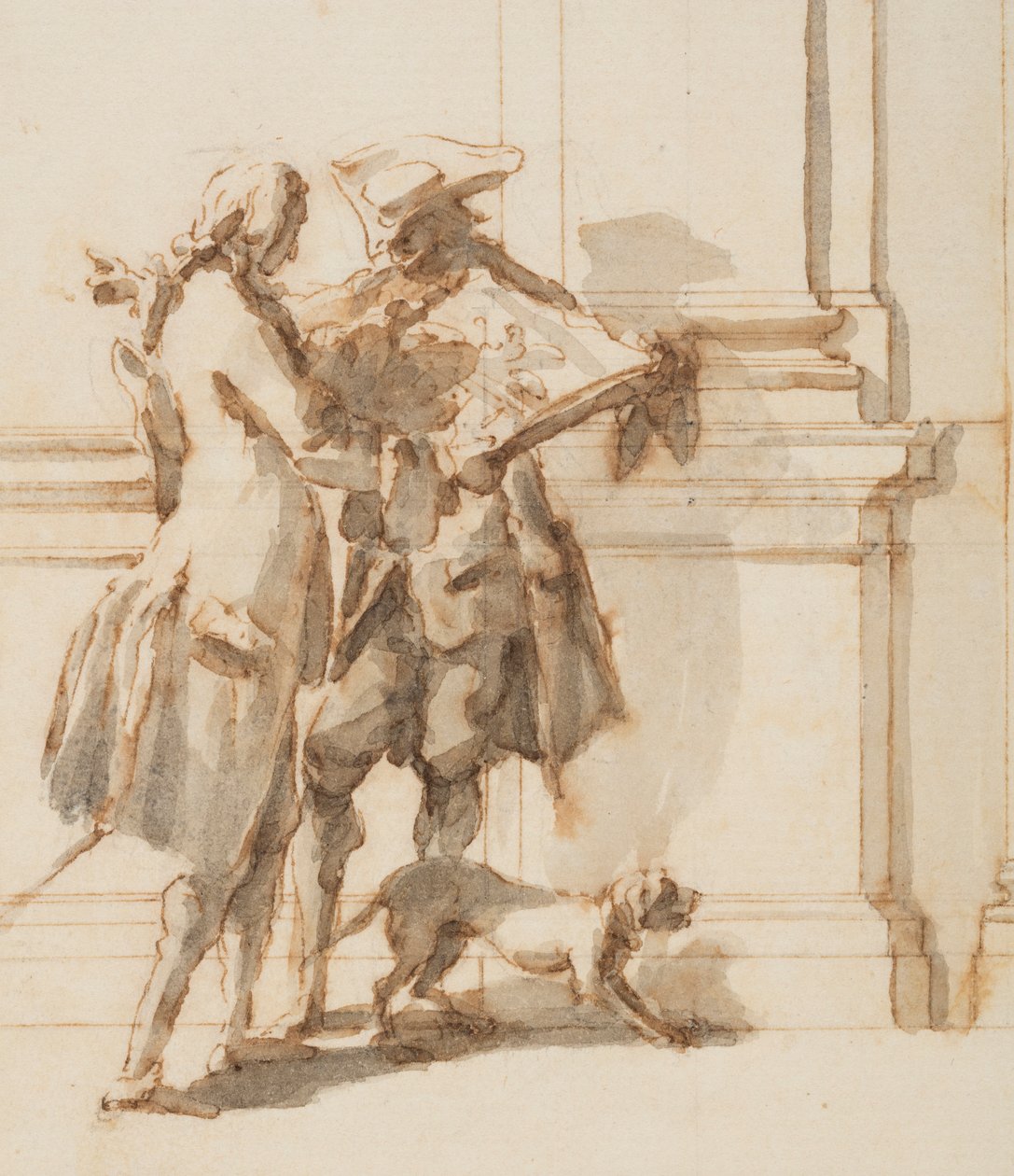 Pohjoisen portaalin suunnittelu, Grand Gallery, Villa Albani, Rooma, Italia. tekijältä Carlo Marchionni