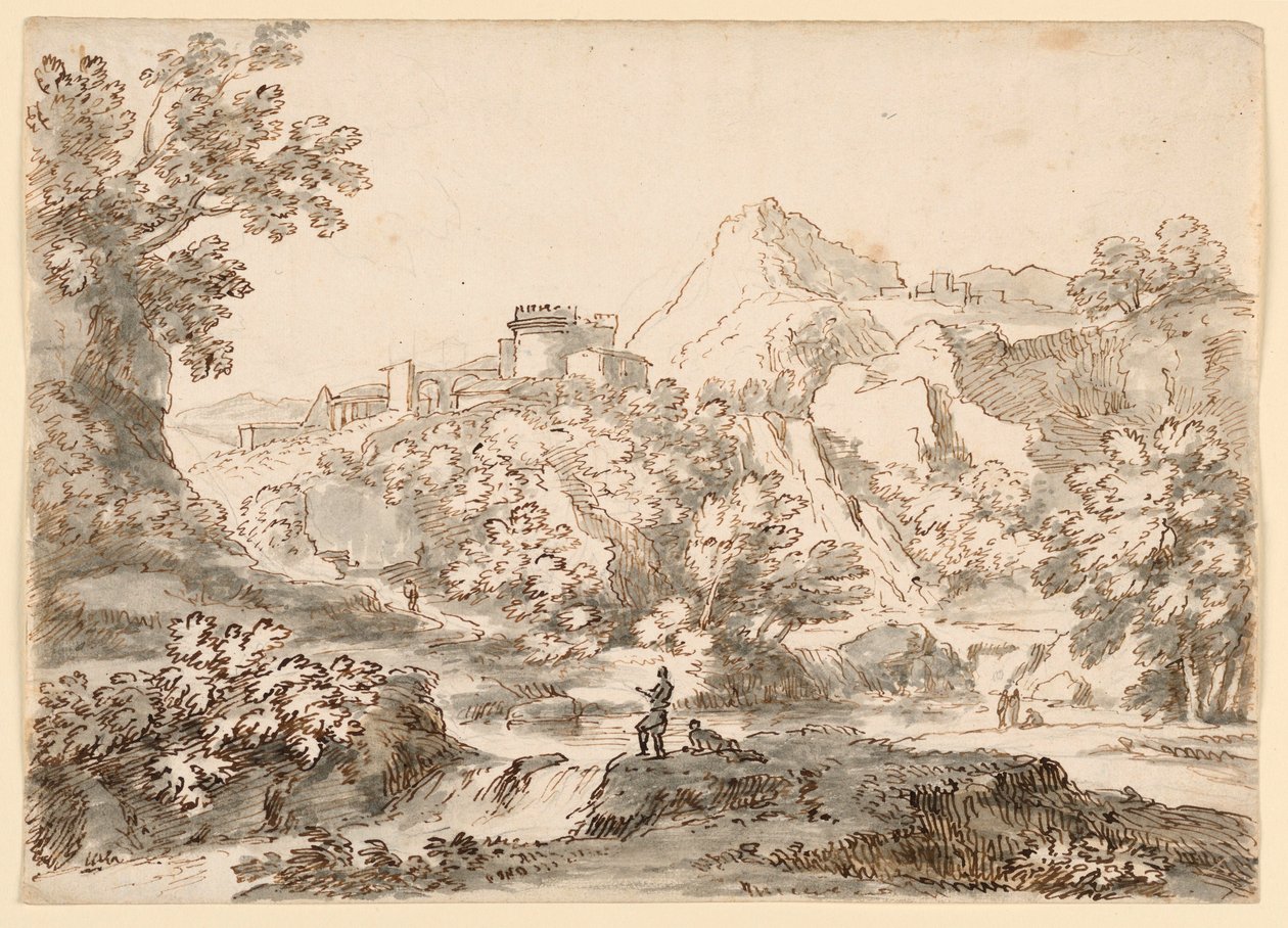 Piirustus, Maisema ja kaupunki, 1750-1770 tekijältä Carlo Marchionni
